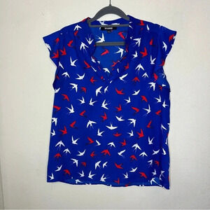 Red, White and Blue Bird Blouse Size Large